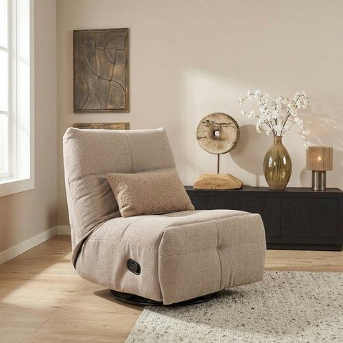 StarFurn Fauteuil Lazy - Taupe Stof - Draaibaar & Relaxfunctie