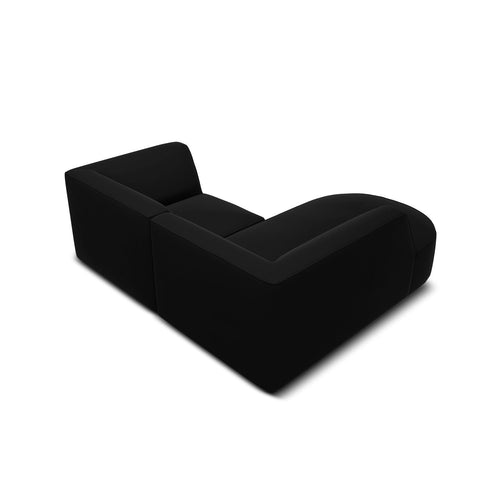 Cosmopolitan Design - Modulaire hoekbank links Siena 3-zits, flueel zwart - 180x186x69cm