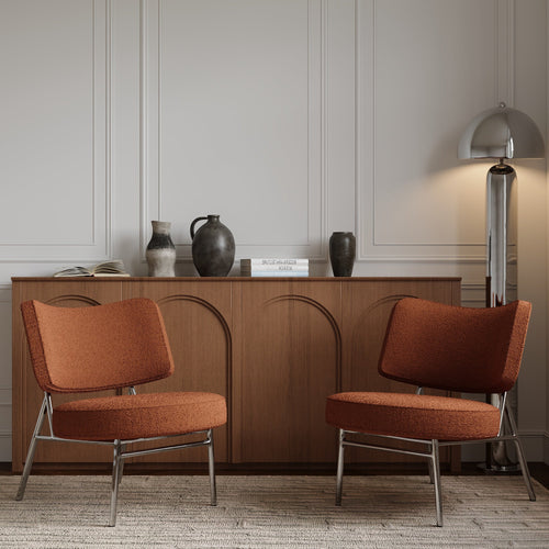 Sia Home - Salonstoel IGGY - bouclé-stof terracotta 60cm