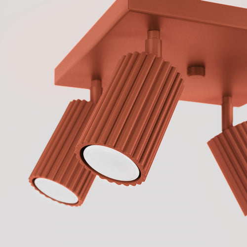 Sollux Lighting Plafondlamp KARBON 4 rood oker - 25x25x16,5cm