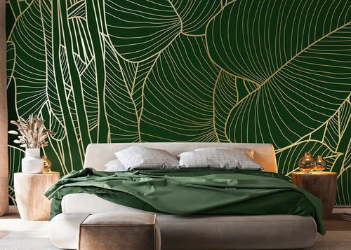 Sanders & Sanders fotobehang jungle bladeren groen en goud - 375 x 270 cm - 601455