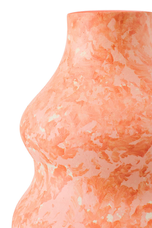 J-Line vaas - keramiek - oranje/wit - large