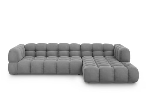 Cosmopolitan Design Modulaire hoekbank rechts Sky 4-zits, flueel, lichtgrijs - 162x300x70cm