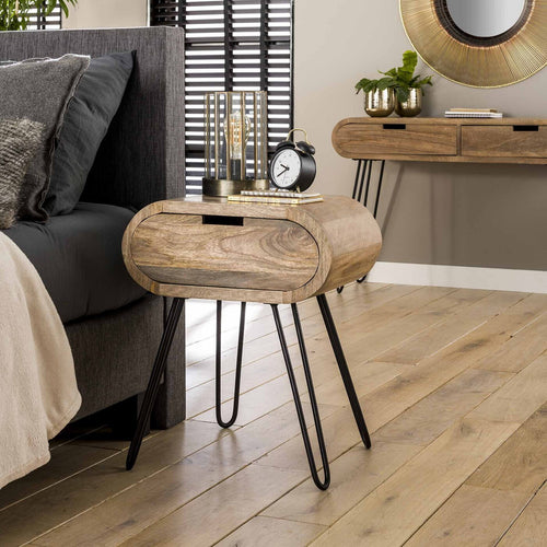 Giga Meubel Nachtkastje Barrel - Naturel Hout - 50x35x60cm