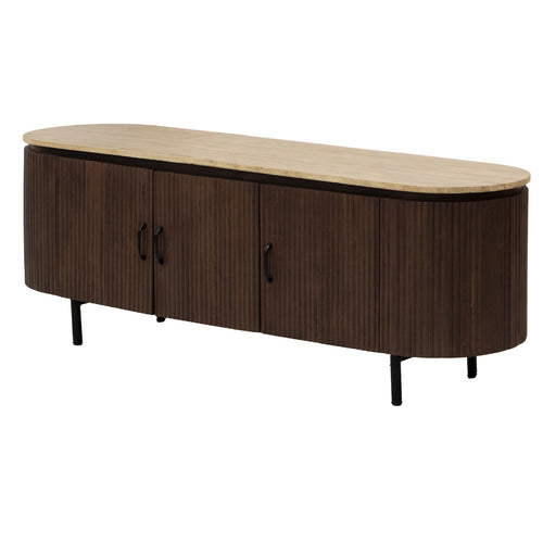 Giga Meubel Tv-Meubel Amber - Mangohout/Metaal/Travertin - Bruin - 160cm - vtwonen shop