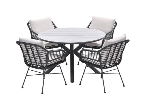 Ronde 4-persoons tuinset - Edison tafel - 4 Margriet stoelen - vtwonen shop