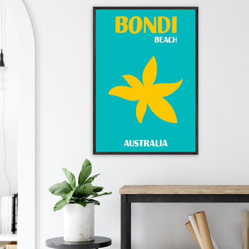 Artfulprints Poster met Lijst Australië - Bondi Beach   - 70x100 cm - Turquoise