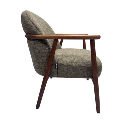 DÉJA Living Fauteuil Skövde - Taupe Stof/Walnoot - 65x72x81cm - vtwonen shop