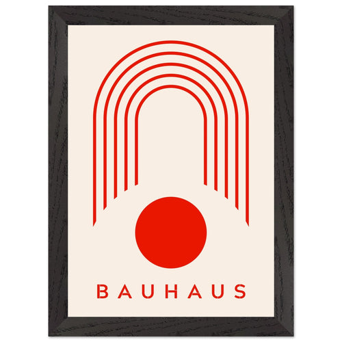 Artfulprints Poster met Lijst Bauhaus - Red arches   - A4 21x29.7 cm - Rood