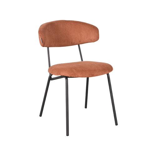 LABEL51 Eetkamerstoel Zack - Oranje Ribstof - Zithoogte 48cm - Set van 2