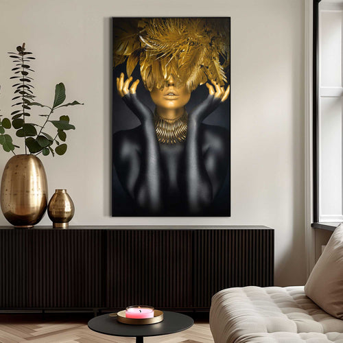 Reinders Golden Feathers art frame -  goud - woonkamer - 118x70cm