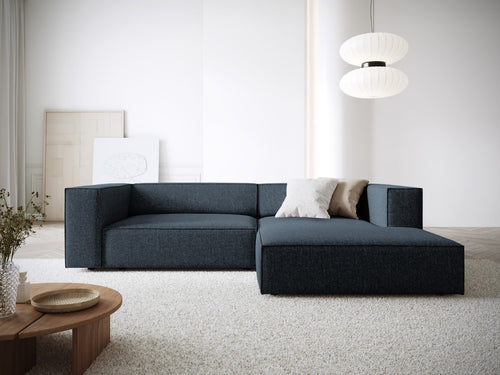Cosmopolitan Design rechter hoekbank Arendal 3-zits, chenille, koningsblauw - 166x224x70cm