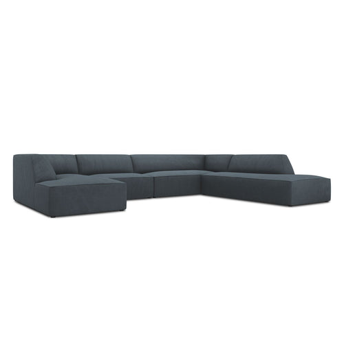 Cosmopolitan Design - Panoramische hoekbank rechts Siena 7-zits, ribfluwelen blauw - 273x366x69cm
