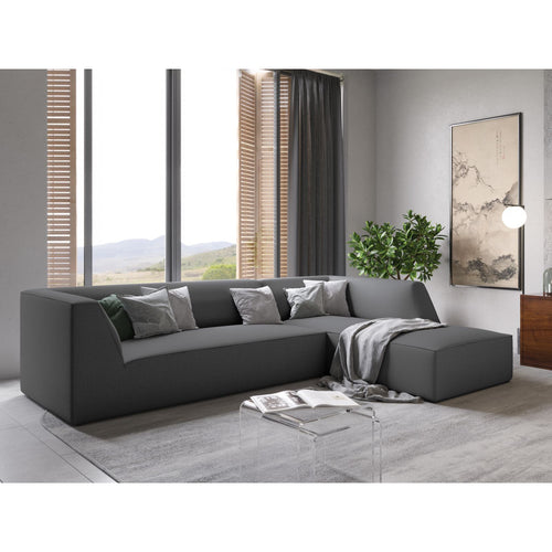 Cosmopolitan Design - Modulaire hoekbank rechts Siena 4-zits, structurele stof grijs - 180x273x69cm