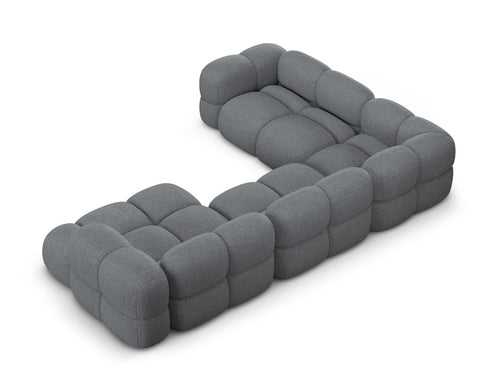 Cosmopolitan Design Panoramische hoekbank links Loretto 5-zits, structurele stof grijs - 250x345x68cm