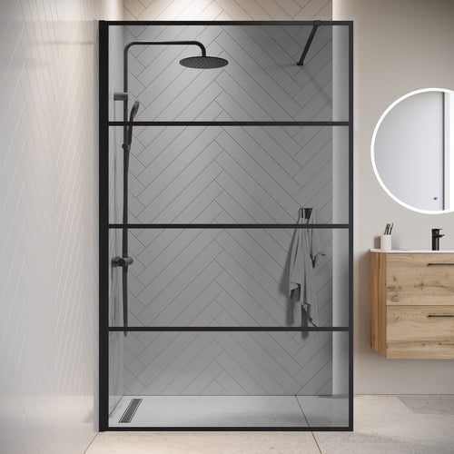 Badplaats Douchewand Essos 120 x 200 cm – Zwart – Inloopdouche 8 mm Rookglas