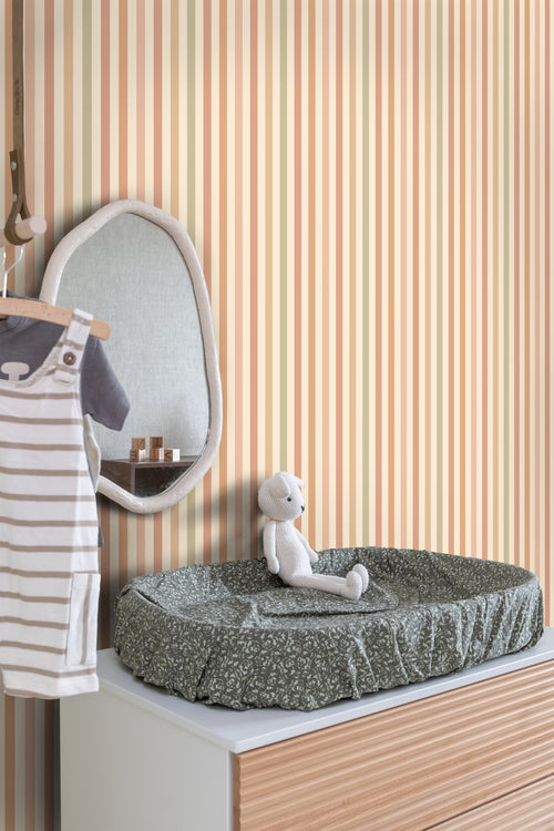 ESTAhome behang strepen roze en groen - 50 x 900 cm - 131606 - vtwonen shop