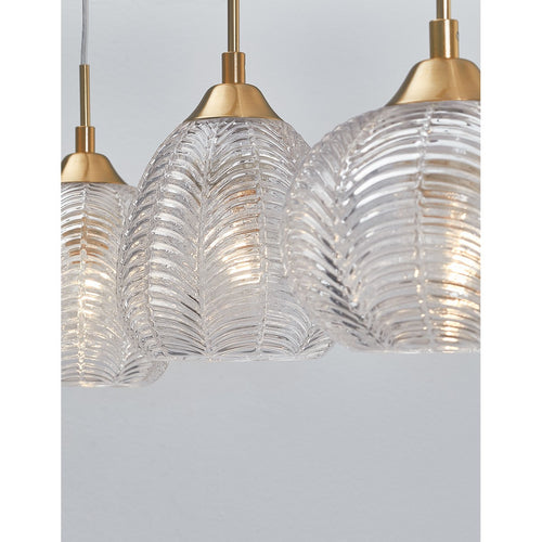 Merano Etobicoke Plafondlamp met 3 lichtbalken, helder glas, gesatineerd goud metaal LED E27