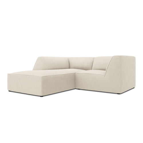 Cosmopolitan Design - Modulaire hoekbank links Siena 3-zits, ribfluwelen lichtbeige - 180x186x69cm