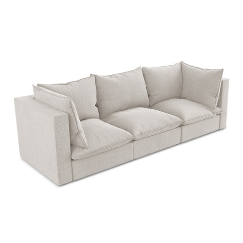 LaMiaSofa 3-zits bank Ravenna - velours - lichtbeige - 255x90x77