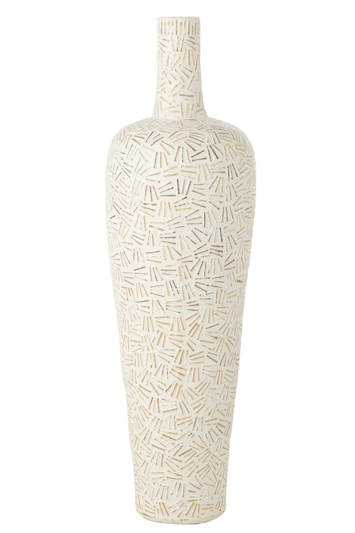 J-Line vaas Lauwra - cement - wit - large - 100 cm hoog