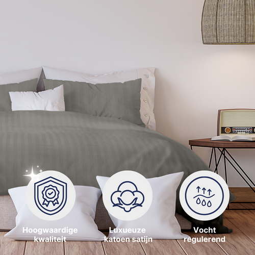 Ten Cate dekbedovertrek - 100% katoensatijn - 240x200/220 - taupe - vtwonen shop