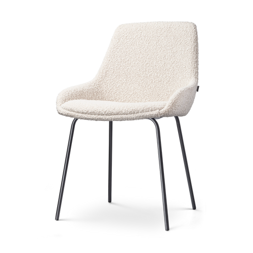 Nolon Nora-Isa Eetkamerstoel Bouclé Beige - Stof - Zwart Onderstel - vtwonen shop