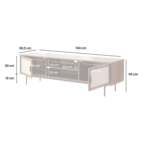 Calicosy - JETSON TV-meubel - Donker hout - 39,5x140x45 cm