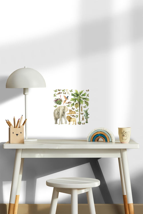 Sanders & Sanders muursticker jungle dieren groen - 30 x 30 cm - 601331