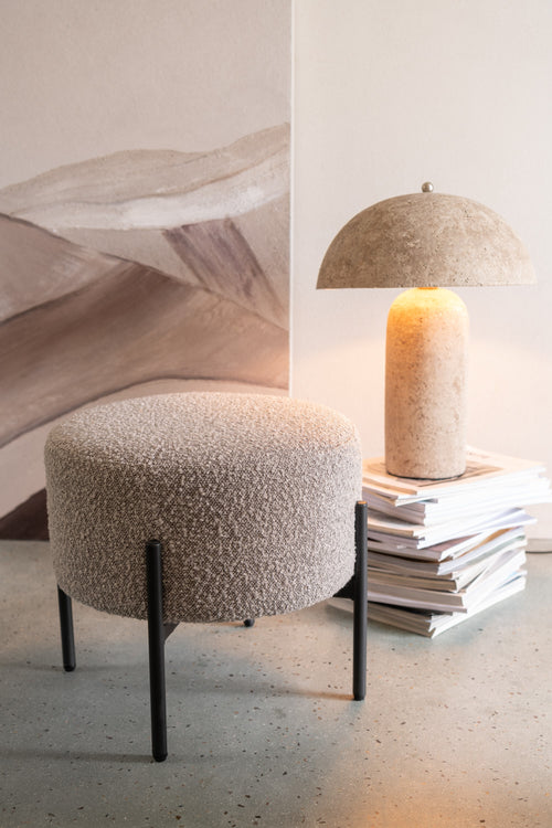 J-Line kruk Bouclé - hout - wit/zwart - vtwonen shop