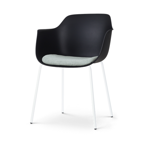 Nolon Nora-Liz Eetkamerstoel Zwart - Zacht Groen Kussen - Witte Poten - vtwonen shop