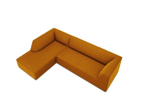 Micadoni linker hoekbank Ruby 4-zits, flueel, geel - 180x273x69cm