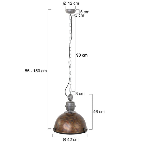 Steinhauer hanglamp industrieel - 1 lichts - 42x 145 cm - bruin - vtwonen shop