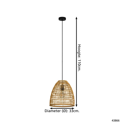 EGLO hanglamp Ayesgarth - e27 - ø 33 cm - zwart/hout - vtwonen shop