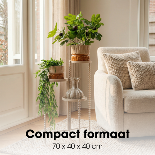 Mica Decorations Salvo Plantenrek - Plantenstandaard voor Kamerplanten - Plantentafeltje voor Binnen - Plantenonderzetter met Drie Plateaus - 40 x 40