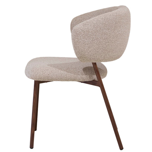 Giga Meubel Eetkamerstoel Feya - Beige/Walnoot - 51x53x81cm - Set van 2