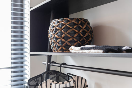 J-Line mand Roni Bol - hout - zwart/bruin - small - Ø 32.5 cm - vtwonen shop