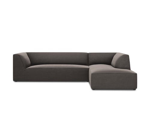 Micadoni rechter hoekbank Ruby 4-zits, flueel, donkergrijs - 180x273x69cm