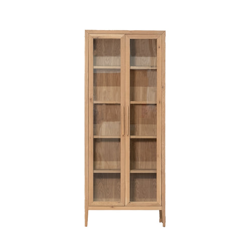 DÉJA Living Vitrinekast Camille - Naturel - Eikenhout - 97x37x200cm - vtwonen shop