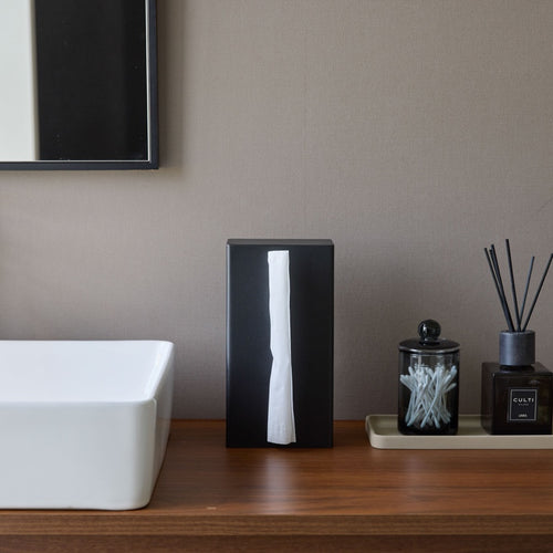 Yamazaki Vertical Tissuebox - Tower - Zwart - vtwonen shop