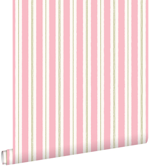 ESTAhome behang strepen roze en groen - 50 x 900 cm - 131964
