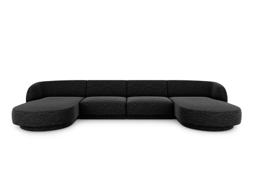 Micadoni Panoramische bank Miley 5-zits, structurele stof antraciet - 156x330x70cm