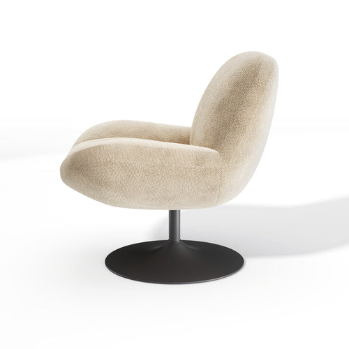 Premium Interiors - Draaistoel RETRO - krullend fluweel beige 71cm