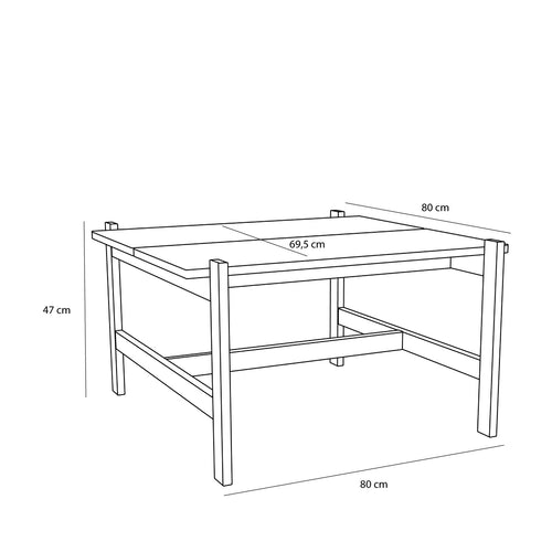 Hübsch salontafel Dash - mdf/okernhouten fineer/eikenhout - 80x80xh47cm