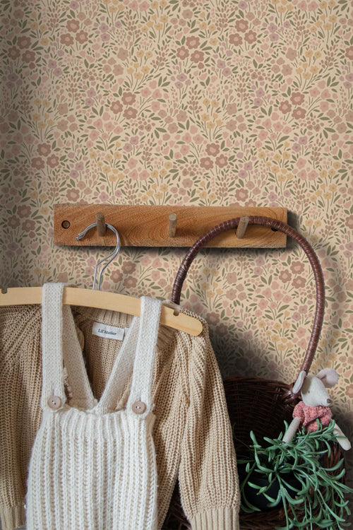 ESTAhome behang bloemetjes licht oudroze en paars - 50 x 900 cm - 131456