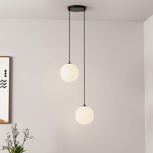 HOME DELUXE Glazen hanglamp SUNA Wit - 2-lichts