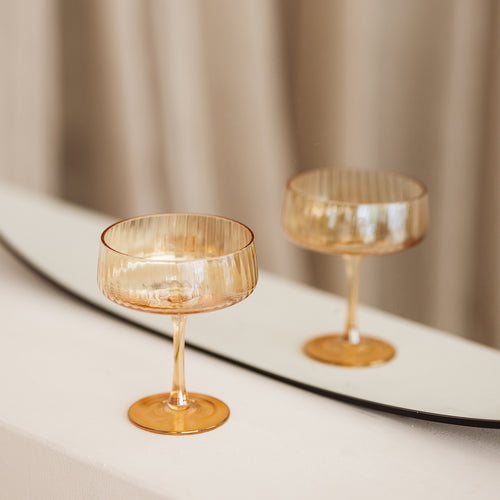 S|P Collection - Champagneglas 23cl coupe amber Ray - Set van 4 - vtwonen shop