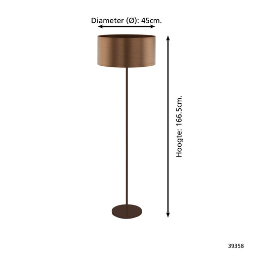 Stars of Light vloerlamp Saganto 1 - e27 - 166,5 cm - bruin/koper