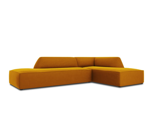 Micadoni rechter hoekbank Ruby 4-zits, flueel, geel - 180x273x69cm