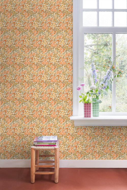 ESTAhome behang bloemen terracotta - 50 x 900 cm - 131449 - vtwonen shop